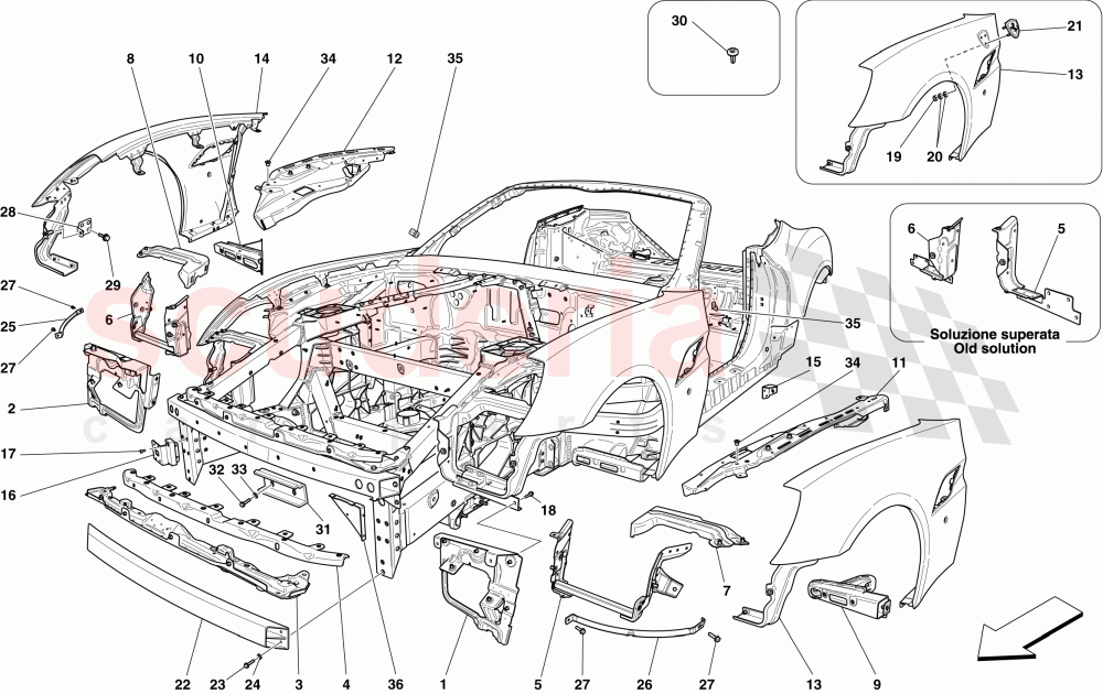 BODYSHELL AND EXTERNAL FRONT TRIM of Ferrari Ferrari California (2012-2014)