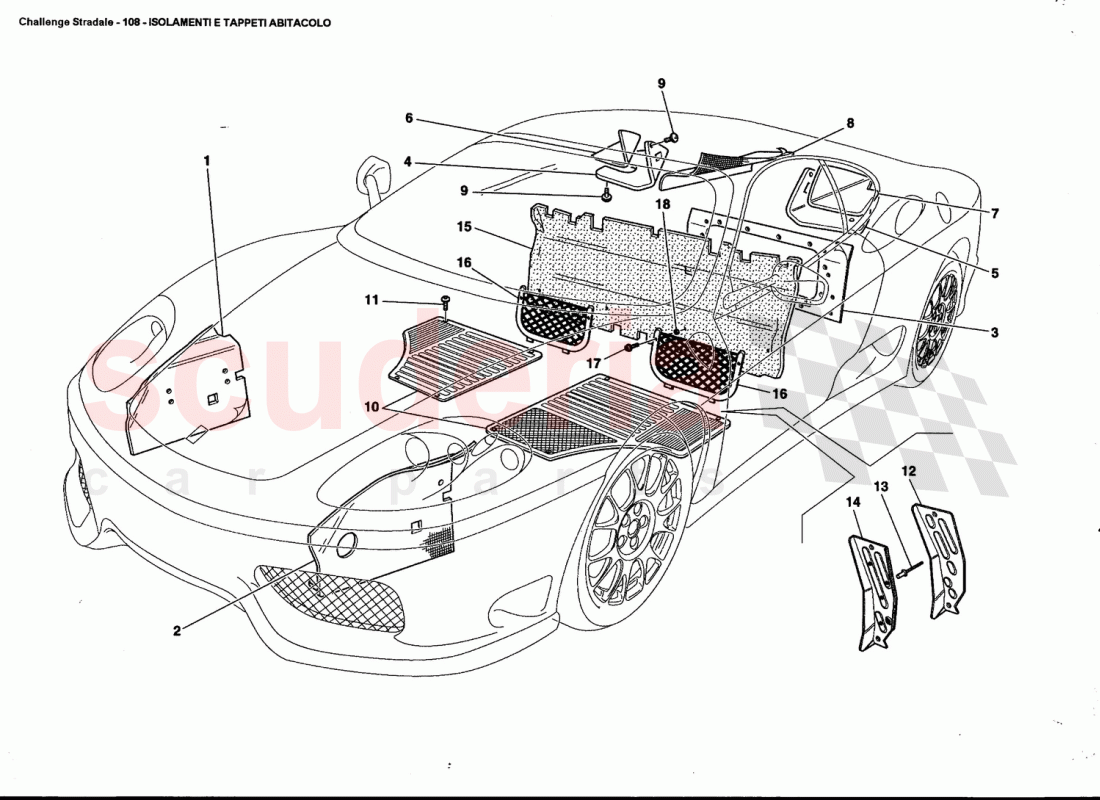 INSULATIONS AND PASSENGERS COMPARTMENT CARPETS of Ferrari Ferrari 360 Challenge Stradale