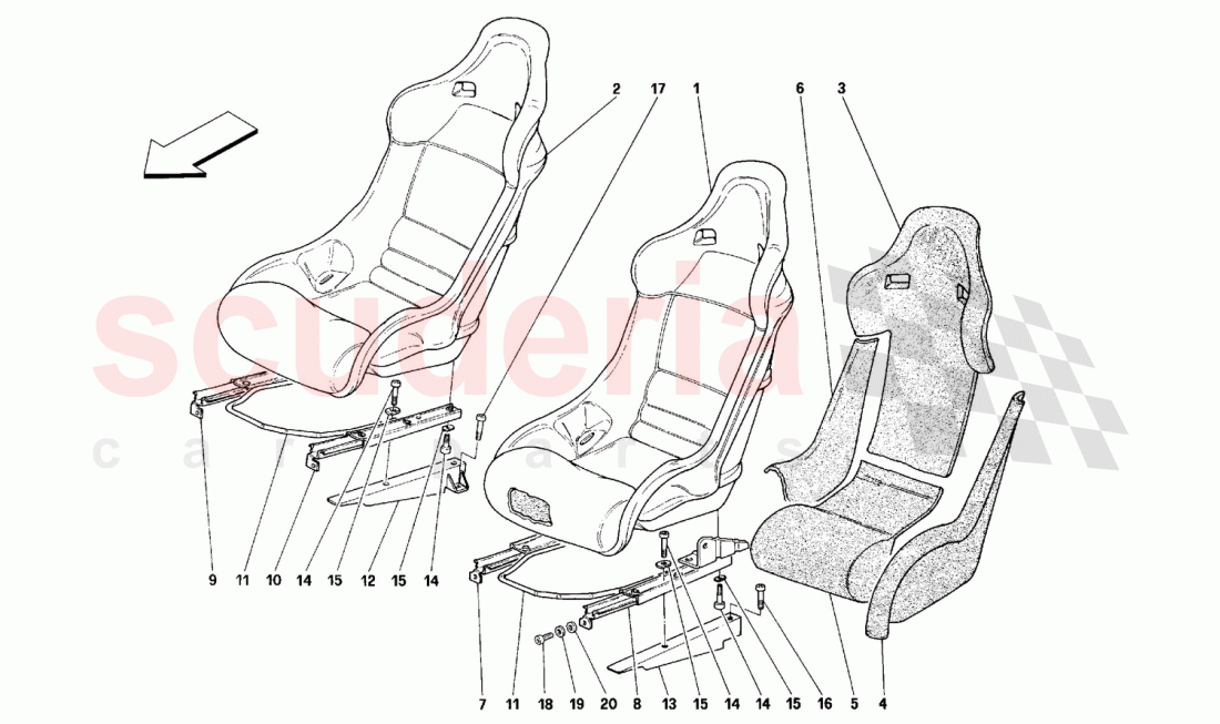 SEATS -Valid for 348 COMP.- of Ferrari Ferrari 348 (2.7 Motronic)