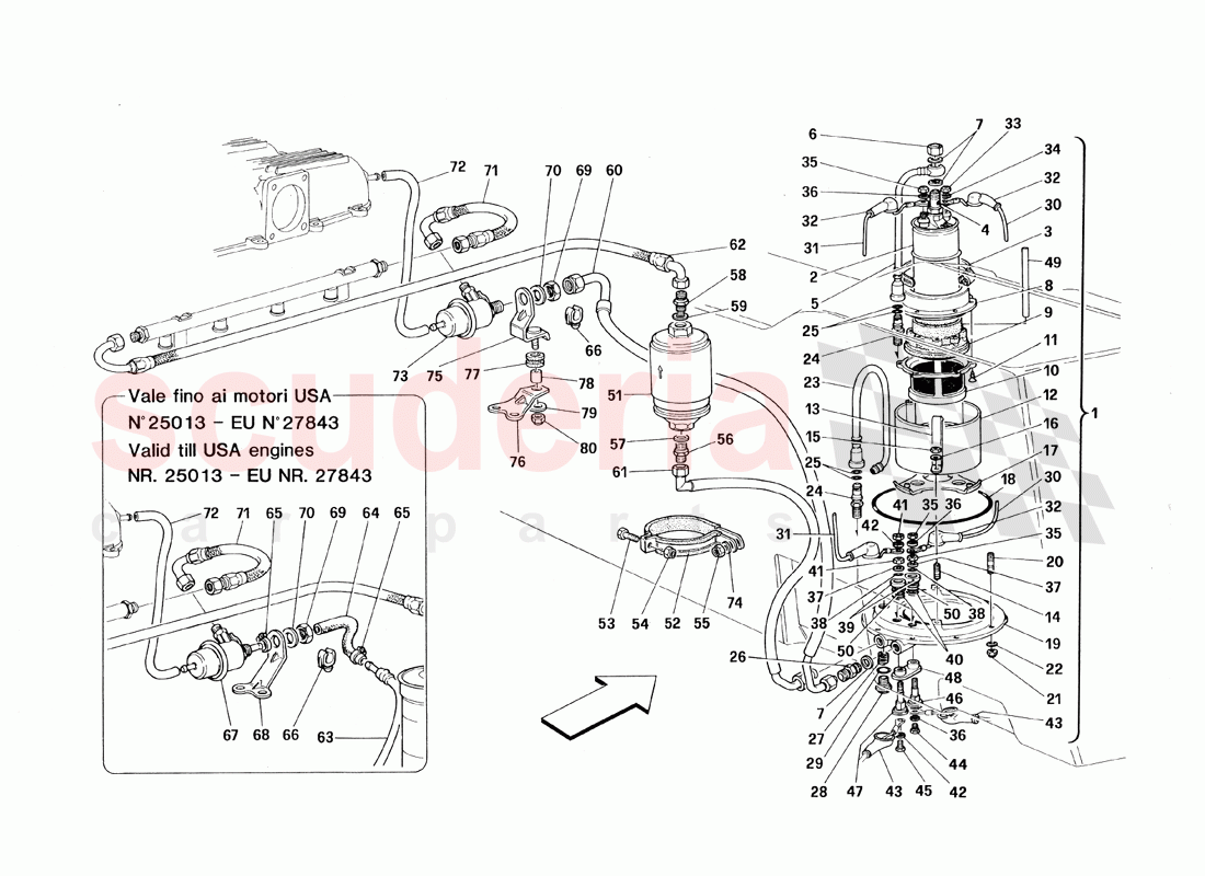 Fuel Pump and Pipes of Ferrari Ferrari 348 TB (1993)