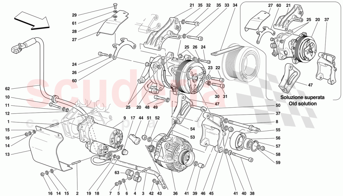 ALTERNATOR - STARTING MOTOR - AIR CONDITIONING COMPRESSOR of Ferrari Ferrari 456 GT/GTA