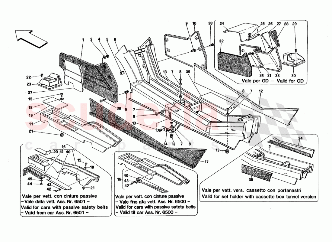 Tunnel - Framework and Trims - Valid for TB of Ferrari Ferrari 348 TS (1993)