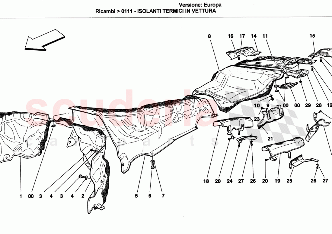 THERMAL INSULATING PANELS INSIDE THE VEHICLE of Ferrari Ferrari California (2008-2011)