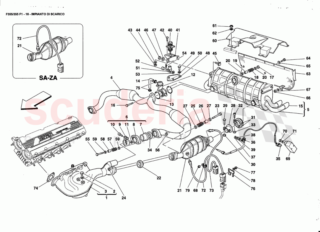EXHAUST SYSTEM of Ferrari Ferrari 355 (5.2 Motronic)
