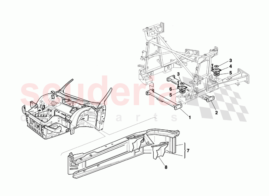 Engine Supports - Chassis and Body Elements of Ferrari Ferrari 355 Challenge (1996)