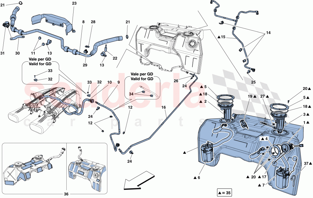 FUEL TANK, FUEL SYSTEM PUMPS AND PIPES of Ferrari Ferrari F12 Berlinetta