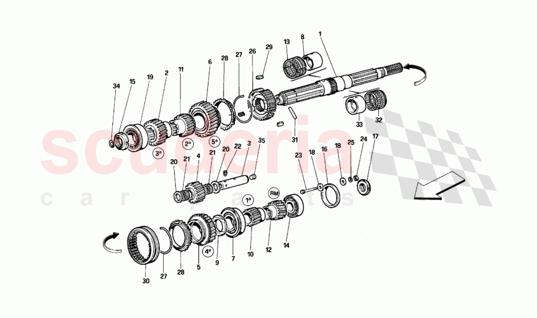 Main shaft gears of Ferrari Ferrari 512 TR