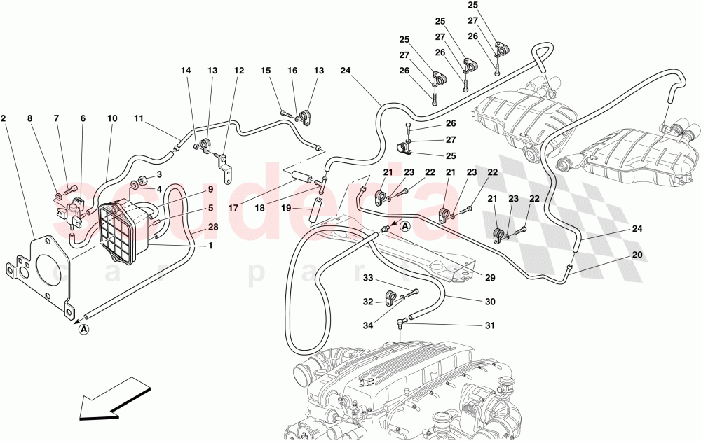 BYPASS VALVE CONTROL SYSTEM -HGTC and HGTS versions- -Optional- -Applicable from Ass. No. 62511- of Ferrari Ferrari 612 Sessanta
