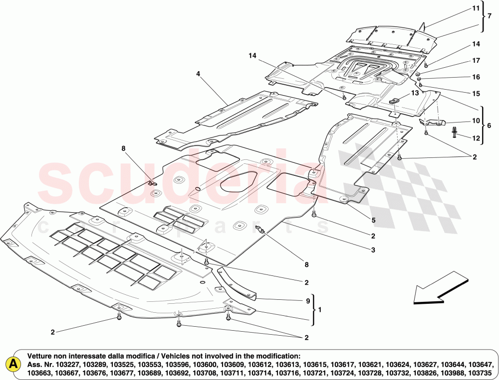 UNDERBODY SHIELDS AND FLAT UNDERTRAY SECTIONS of Ferrari Ferrari California (2012-2014)