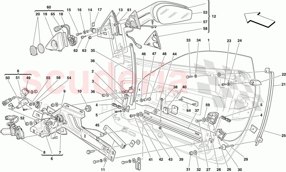 DOORS - POWER WINDOWS AND REAR-VIEW MIRROR of Ferrari Ferrari 430 Spider