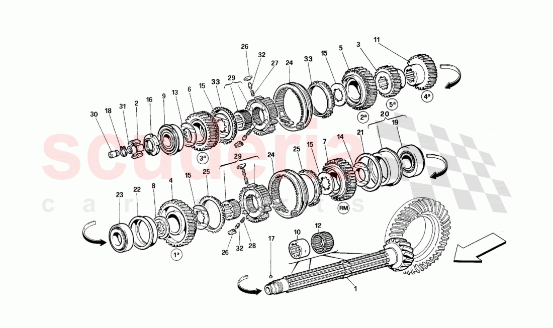 Lay shaft gears of Ferrari Ferrari 512 TR