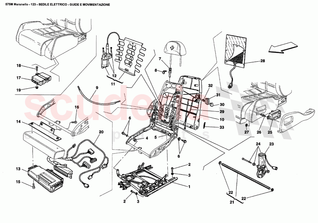 ELECTRICAL SEAT - GUIDE AND MOVEMENT of Ferrari Ferrari 575M Maranello