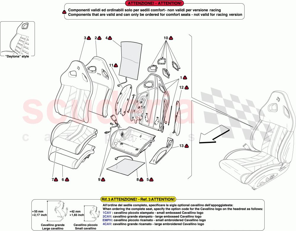 FRONT SEAT - TRIM AND INTERNAL COMPONENTS of Ferrari Ferrari 599 SA Aperta