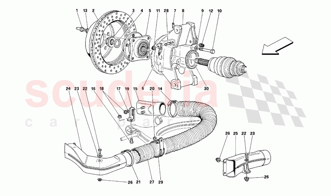Rear suspension - Brake disc of Ferrari Ferrari 512 M