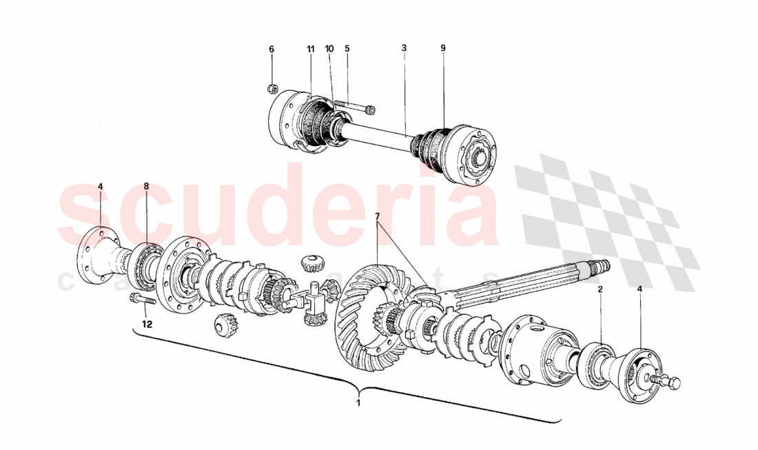 Differential and axle shafts of Ferrari Ferrari F40