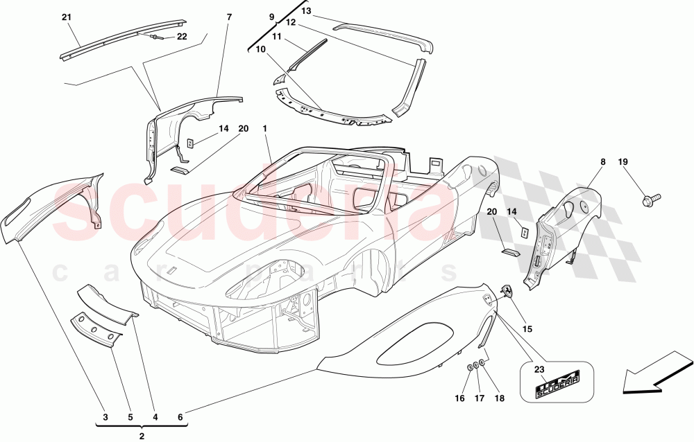 BODYSHELL - EXTERIOR TRIM -Applicable for Spider 16M- of Ferrari Ferrari 430 Scuderia Spider 16M