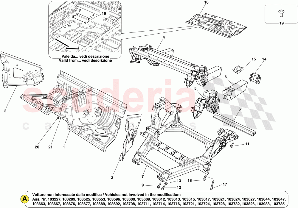 REAR STRUCTURES AND CHASSIS BOX SECTIONS -Applicable from Ass.ly No. 103179  of Ferrari Ferrari California (2012-2014)