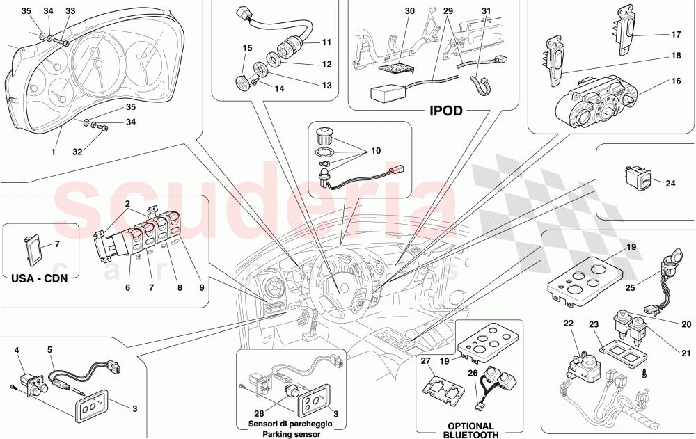 DASHBOARD AND TUNNEL INSTRUMENTS of Ferrari Ferrari 430 Coupe