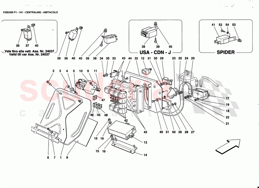 ELECTRICAL BOARDS - PASSENGERS COMPARTMENT of Ferrari Ferrari 355 (5.2 Motronic)