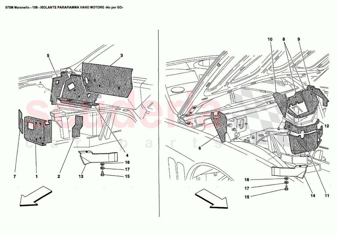 ENGINE COMPARTMENT FIRE-PROOF INSULATIONS -Not for GD- of Ferrari Ferrari 575M Maranello