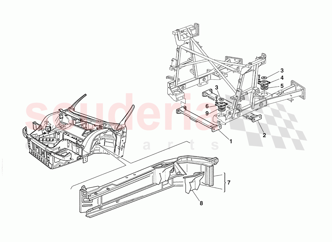 Engine Supports - Chassis and Body Elements of Ferrari Ferrari 355 Challenge (1999)