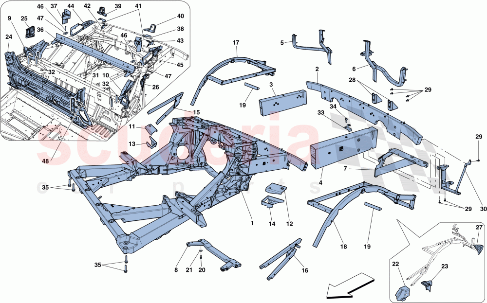 CHASSIS - STRUCTURE, REAR ELEMENTS AND PANELS of Ferrari Ferrari 458 Speciale Aperta