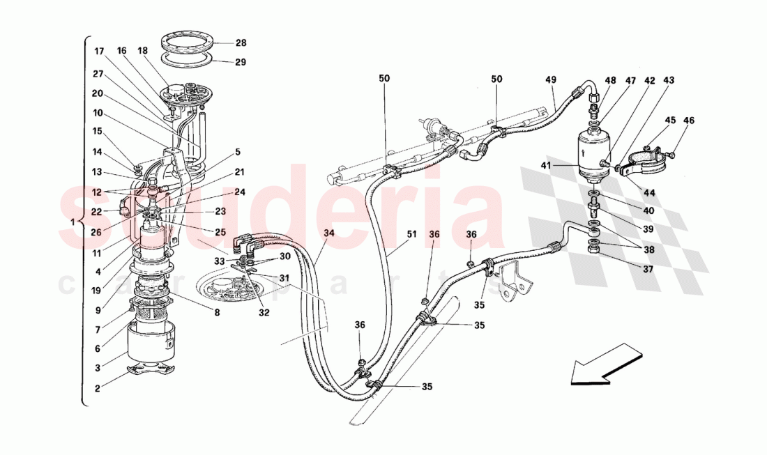 Fuel pump and pipes of Ferrari Ferrari 512 TR