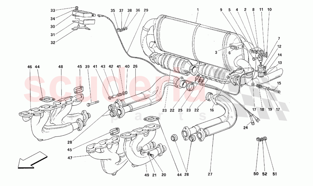 Exhaust system -Not for USA, CDN, AUS, CH- of Ferrari Ferrari 512 M