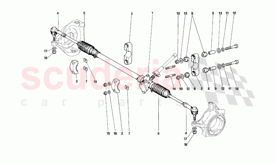 Steering box and linkage of Ferrari Ferrari F40