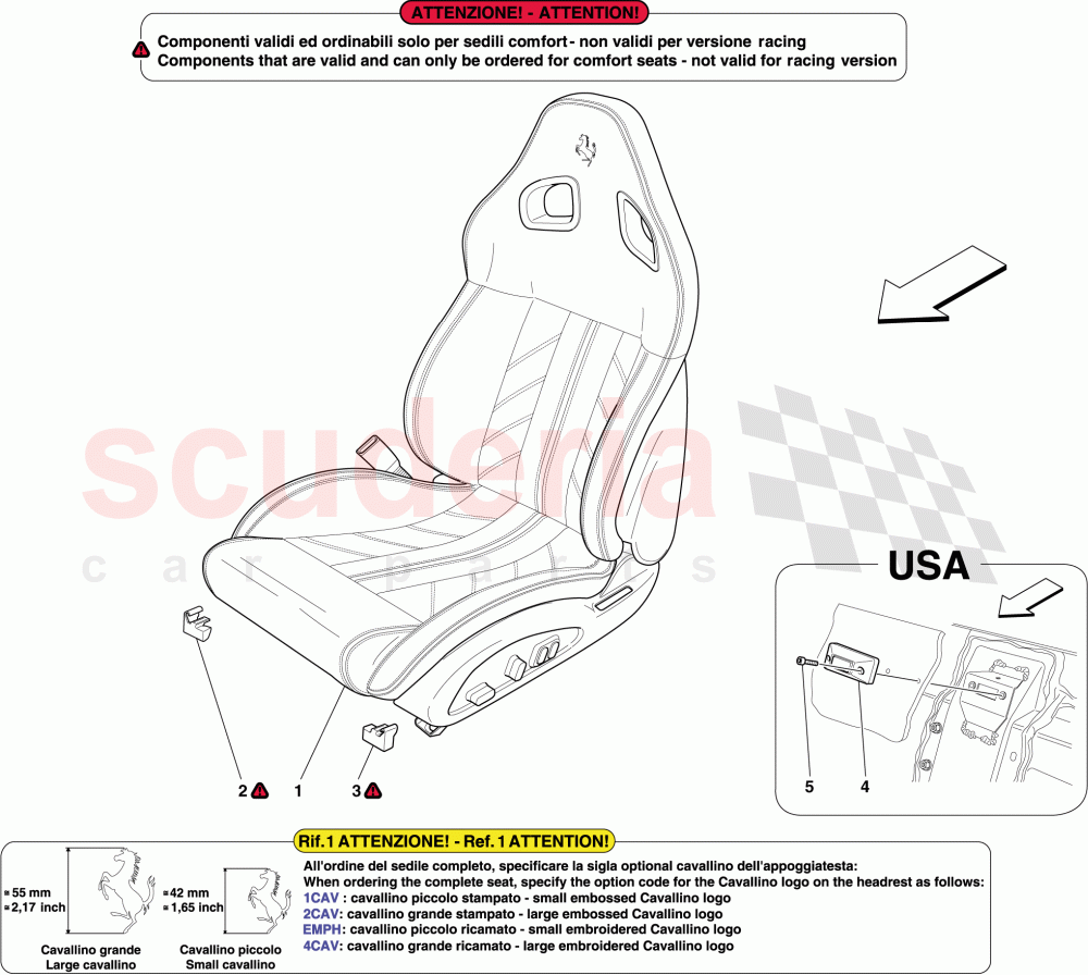 COMPLETE FRONT SEAT AND SEAT BELTS of Ferrari Ferrari 599 SA Aperta