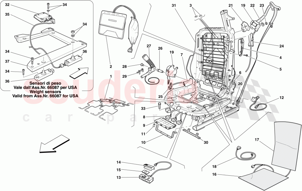 ELECTRIC FRONT SEAT - SEAT BELTS AND DEVICES of Ferrari Ferrari 612 Scaglietti