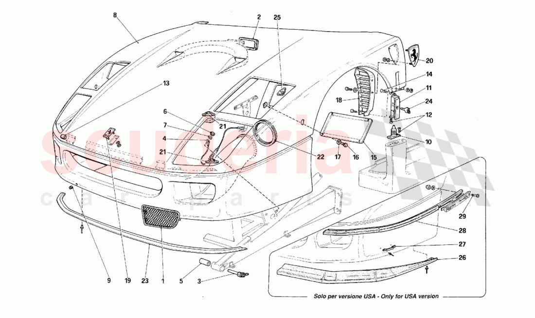 Front hood of Ferrari Ferrari F40