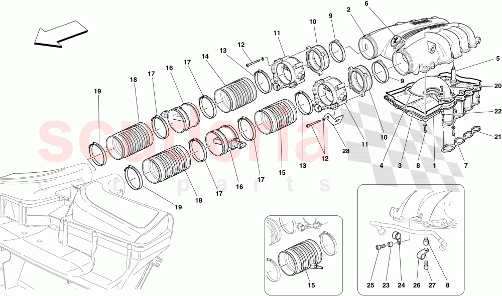 INTAKE MANIFOLD AND THROTTLE BODY of Ferrari Ferrari California (2012-2014)