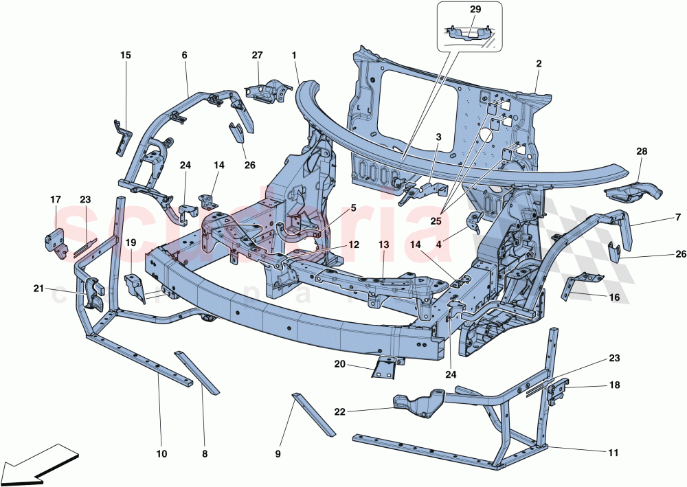 CHASSIS - COMPLETE FRONT STRUCTURE AND PANELS of Ferrari Ferrari 488 GTB