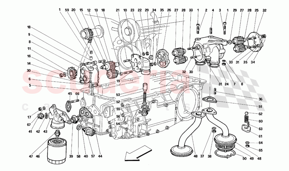 Lubrication - Pumps and oil filter of Ferrari Ferrari 512 M