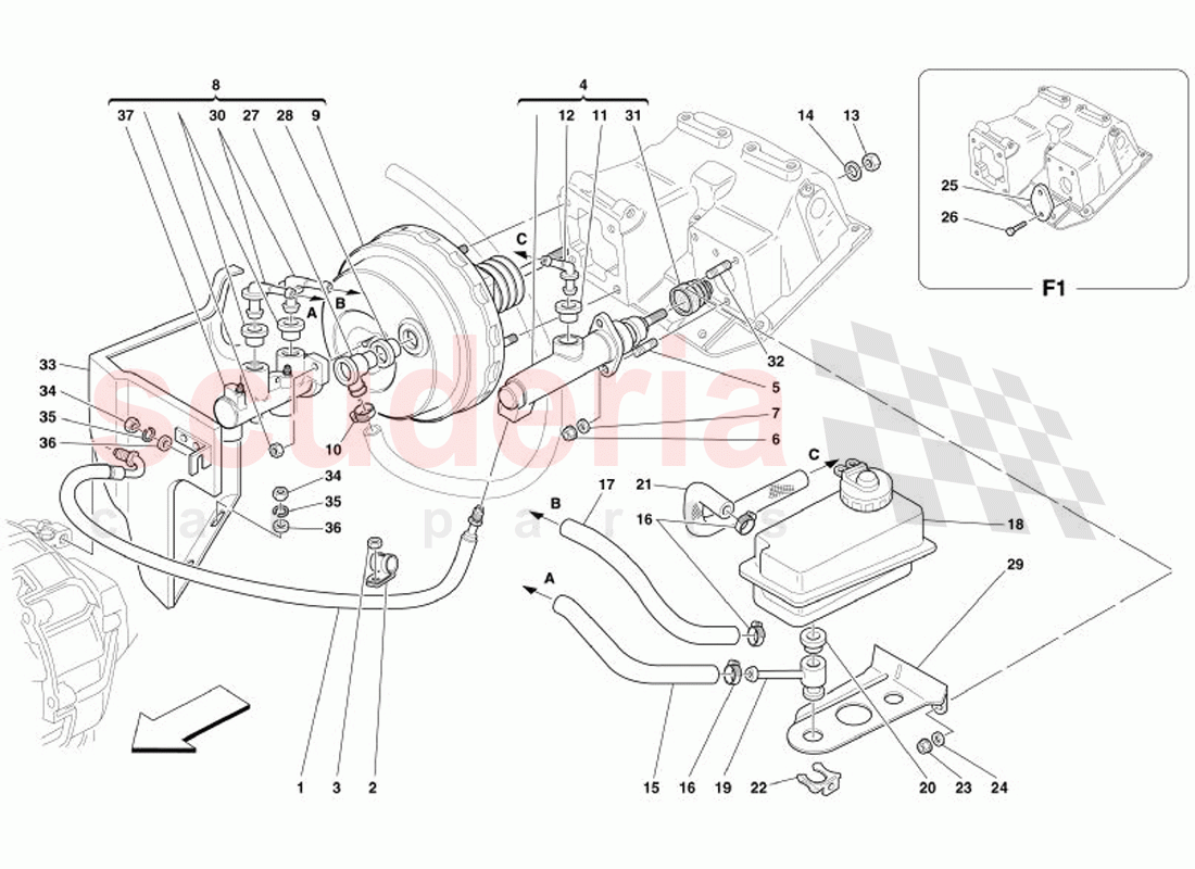Brake and Clutch Hydraulic System of Ferrari Ferrari 575 Superamerica