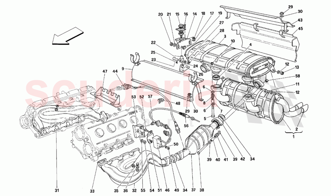 EXHAUST SYSTEM -Valid for CH AND AUS- of Ferrari Ferrari 348 (2.7 Motronic)