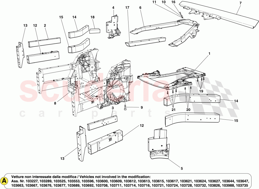 FRONT STRUCTURES AND CHASSIS BOX SECTIONS -Applicable from Ass.ly No. 103179  of Ferrari Ferrari California (2012-2014)