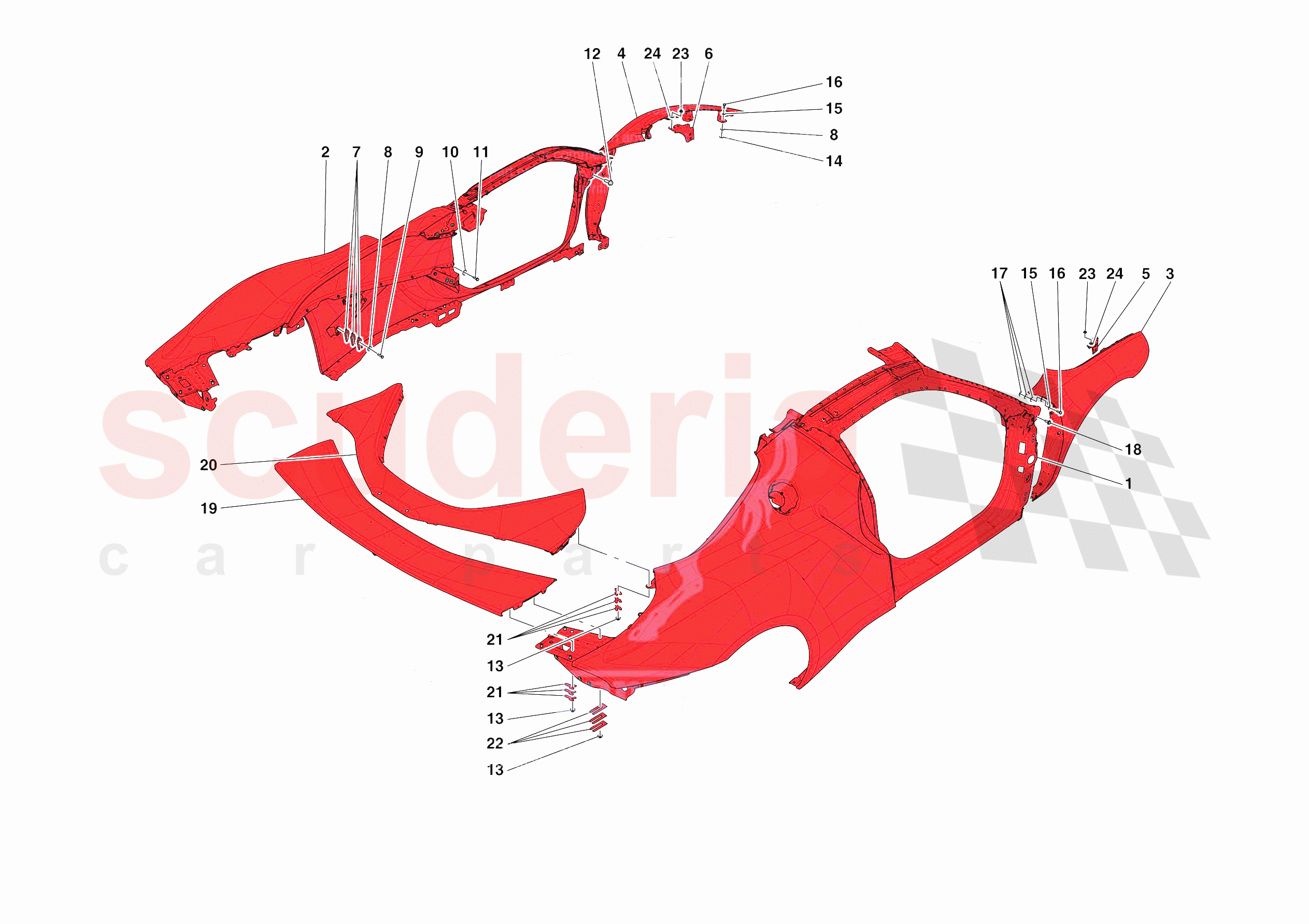 LATERAL OUTER BODYSHELL of Ferrari Ferrari 296 GTB Europe