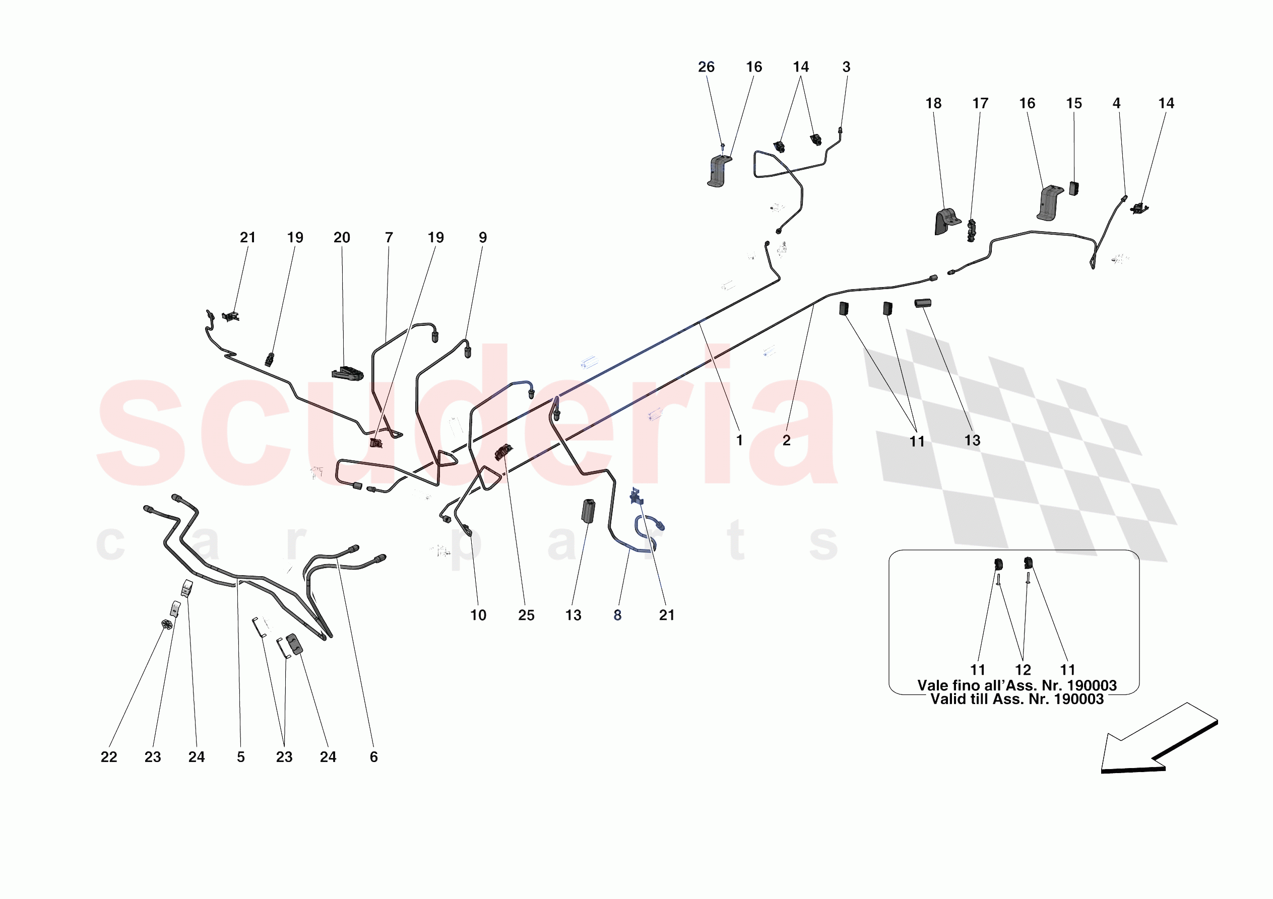 HYDRAULIC BRAKE CONTROL PIPES -APPLICABLE FOR RHD- of Ferrari Ferrari 488 Pista Spider Europe