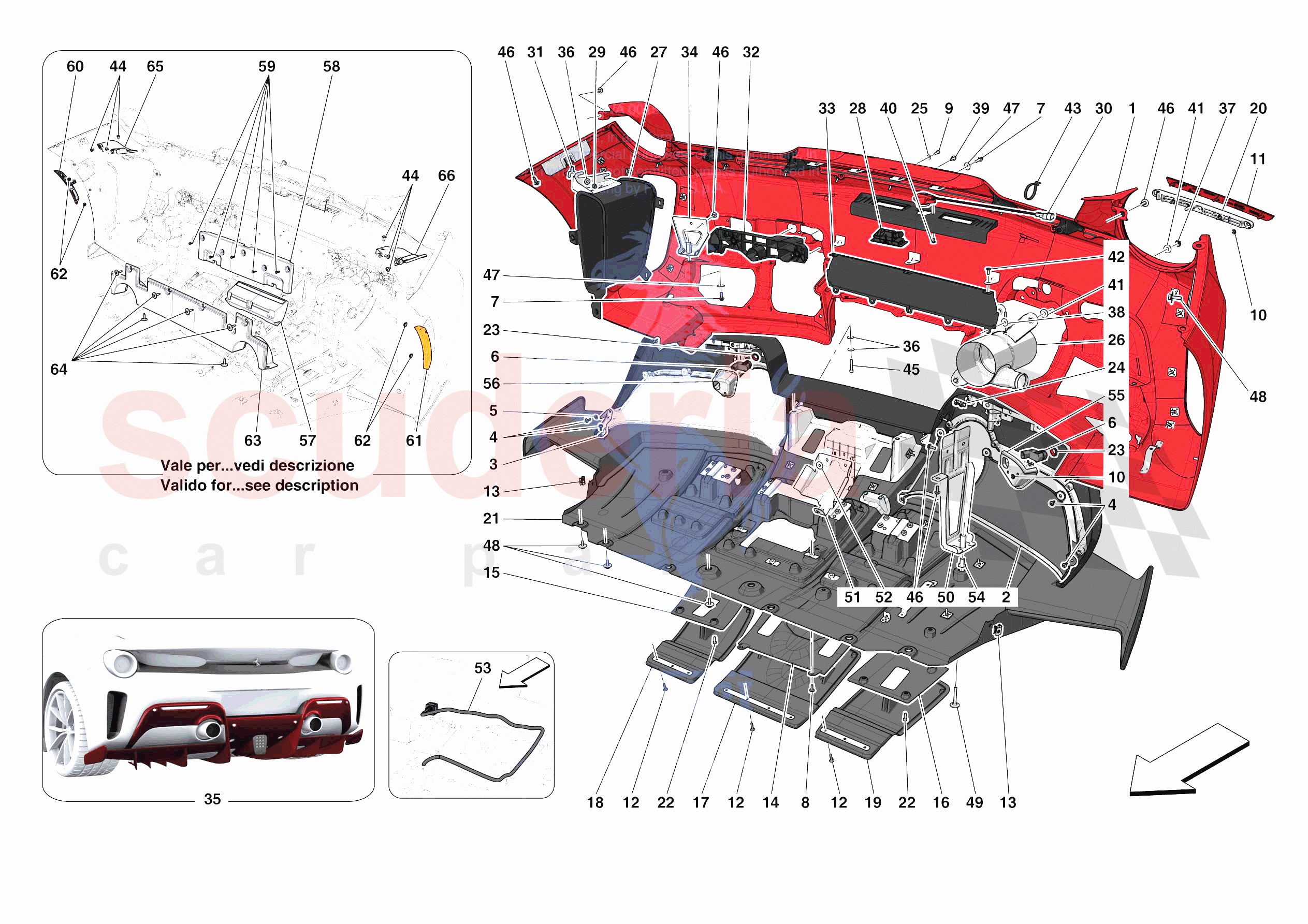 REAR BUMPER of Ferrari Ferrari 488 Pista USA