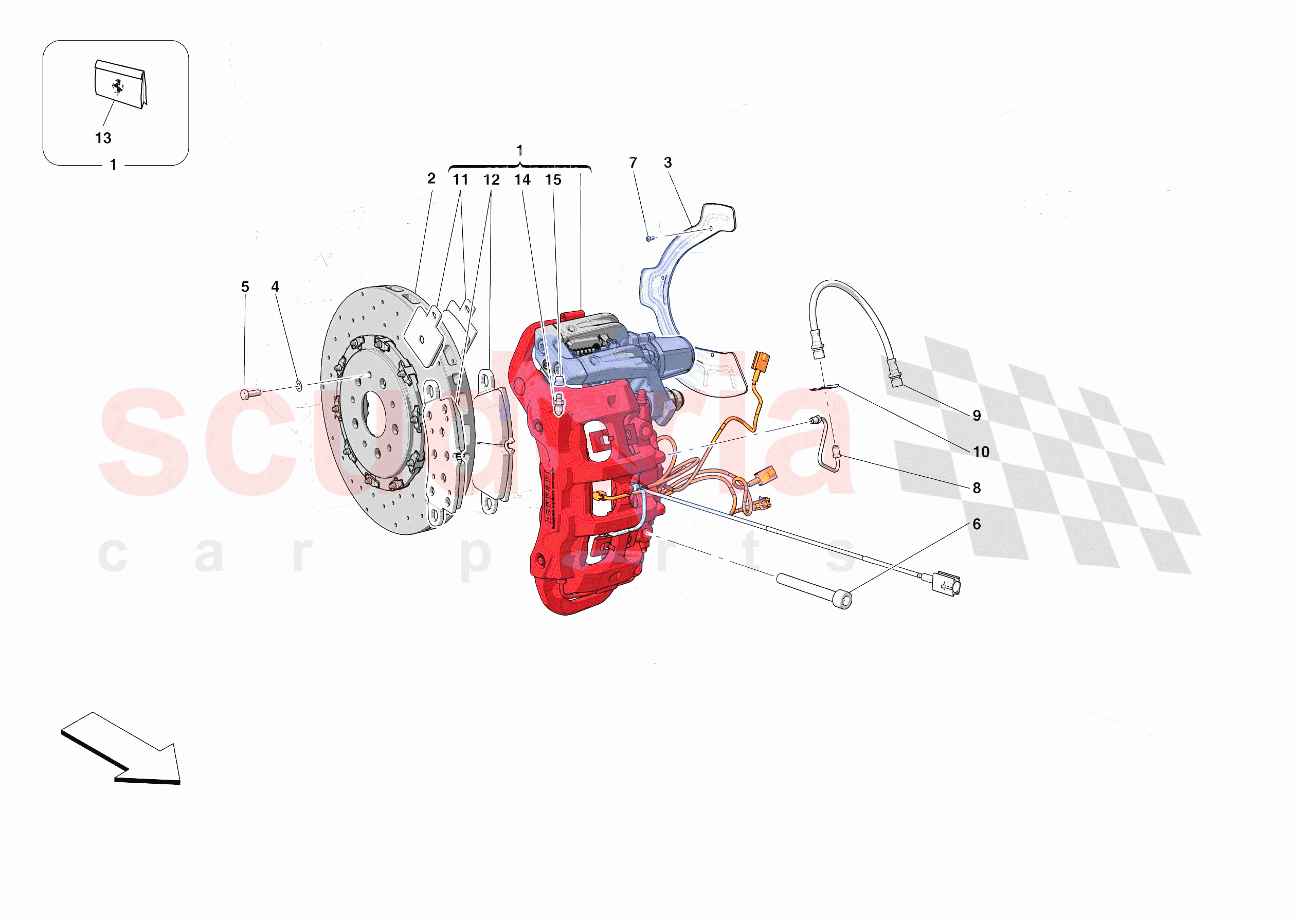 REAR SUSPENSION - CALLIPERS AND DISCS of Ferrari Ferrari 812 Competizione A Europe RH