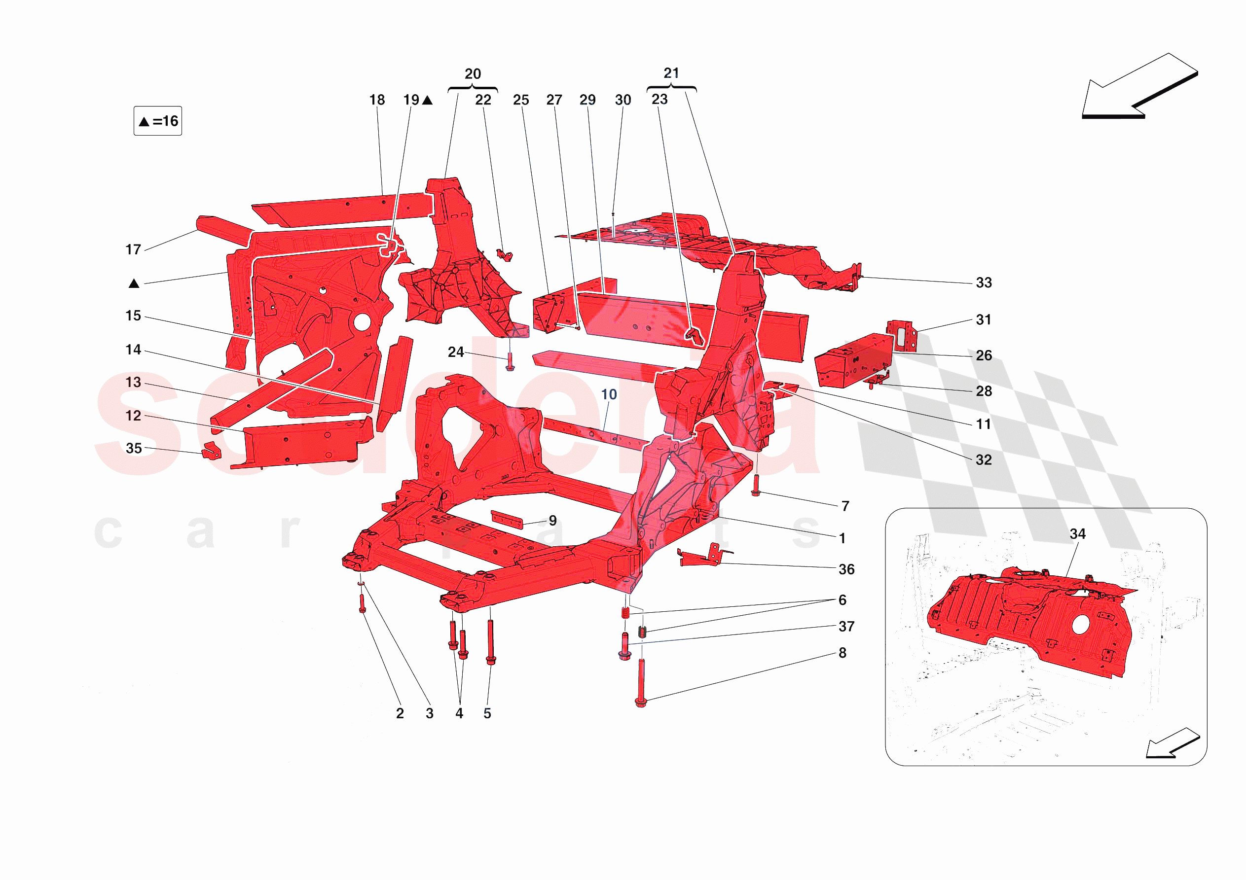 STRUCTURES AND ELEMENTS, REAR OF VEHICLE of Ferrari Ferrari 812 Competizione Europe
