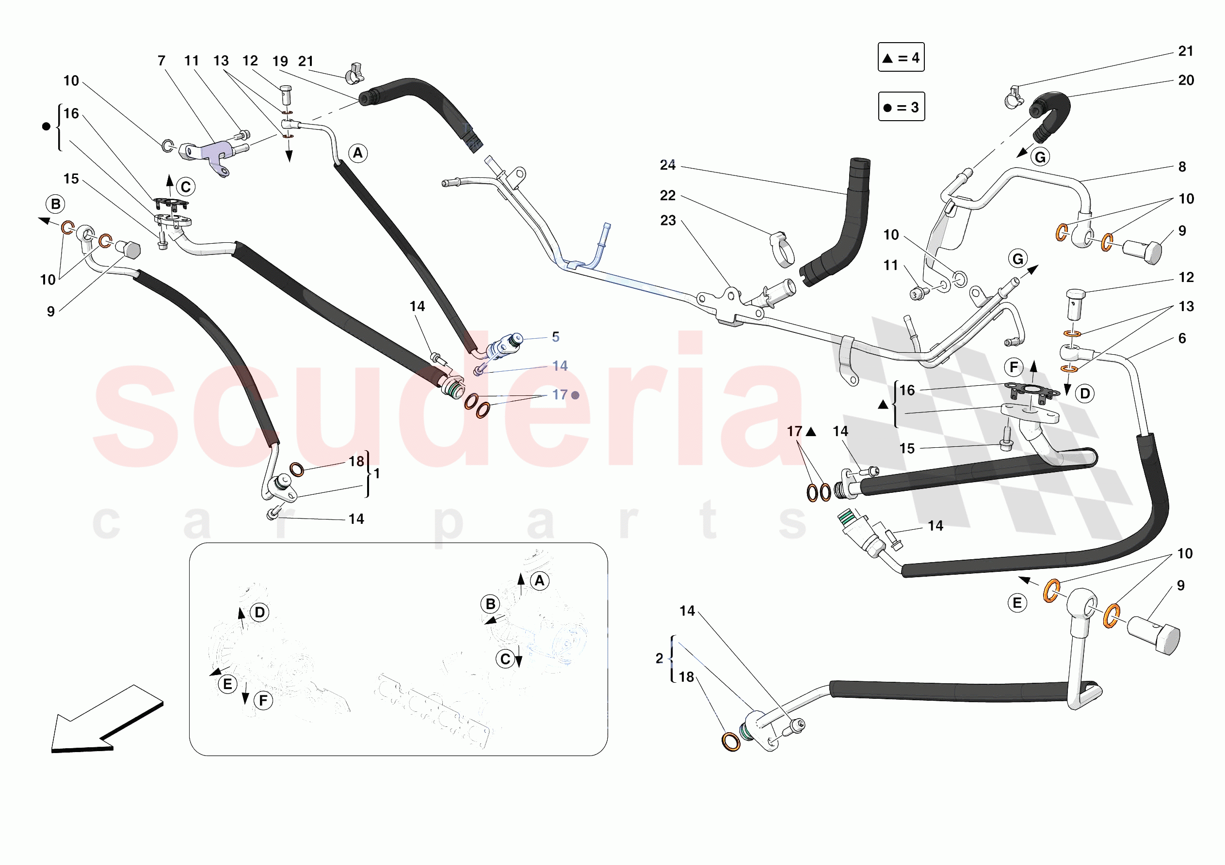 FORCED INDUCTION SYSTEM PIPES of Ferrari Ferrari F8 Spider Europe RH