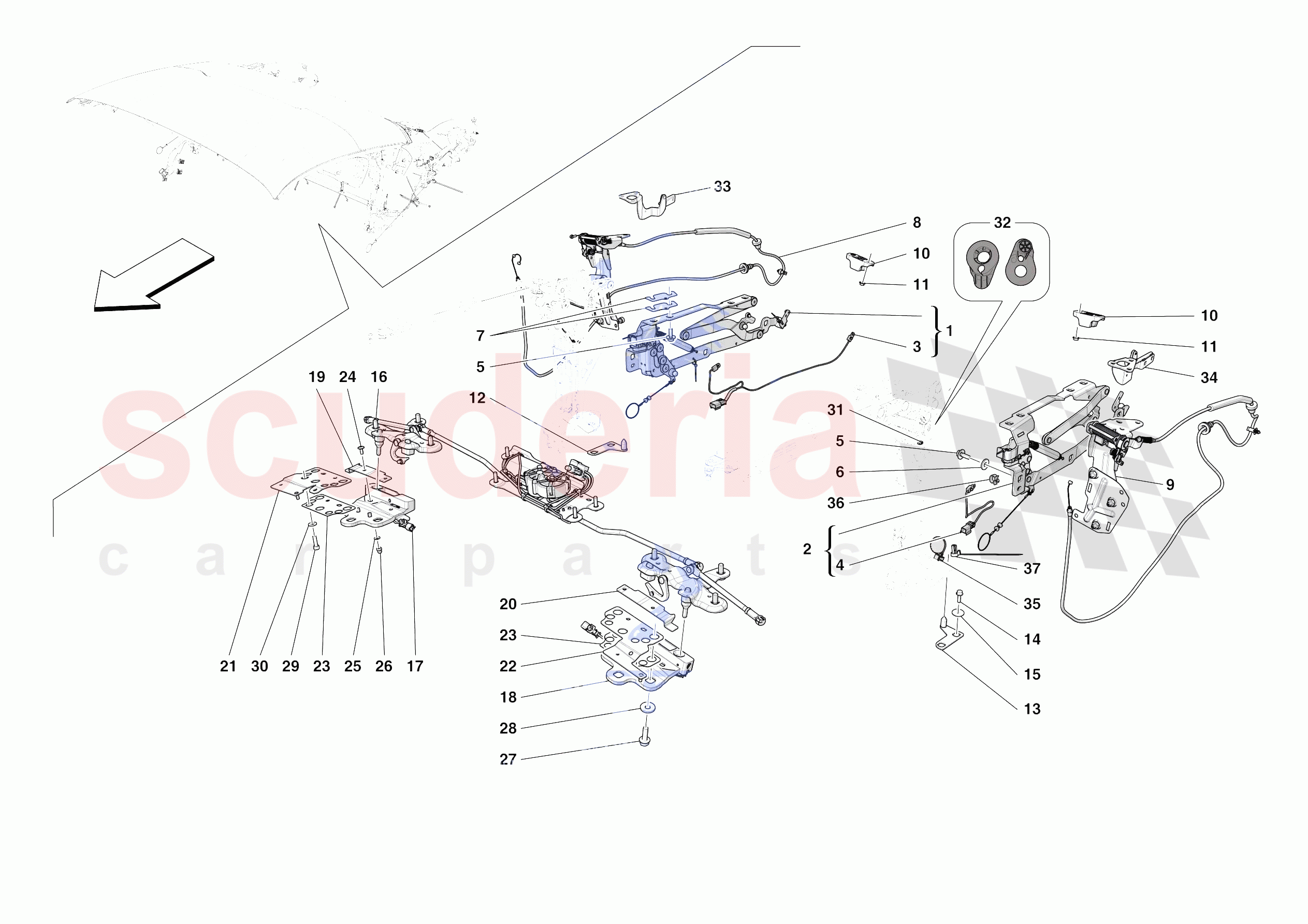 ROOF - KINEMATICS of Ferrari Ferrari F8 Spider Europe RH