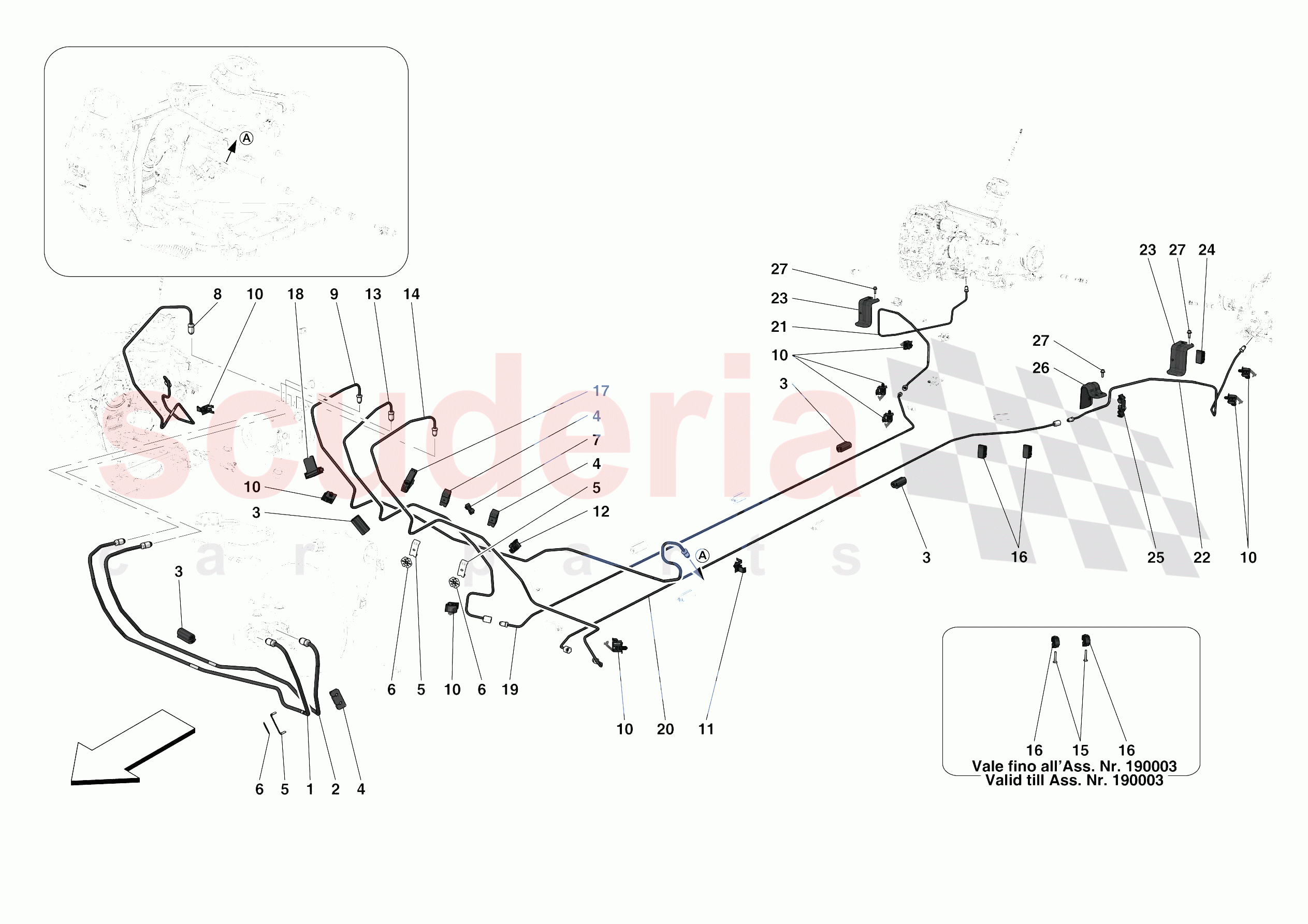 HYDRAULIC BRAKE CONTROL PIPES -NOT FOR RHD- of Ferrari Ferrari F8 Spider USA