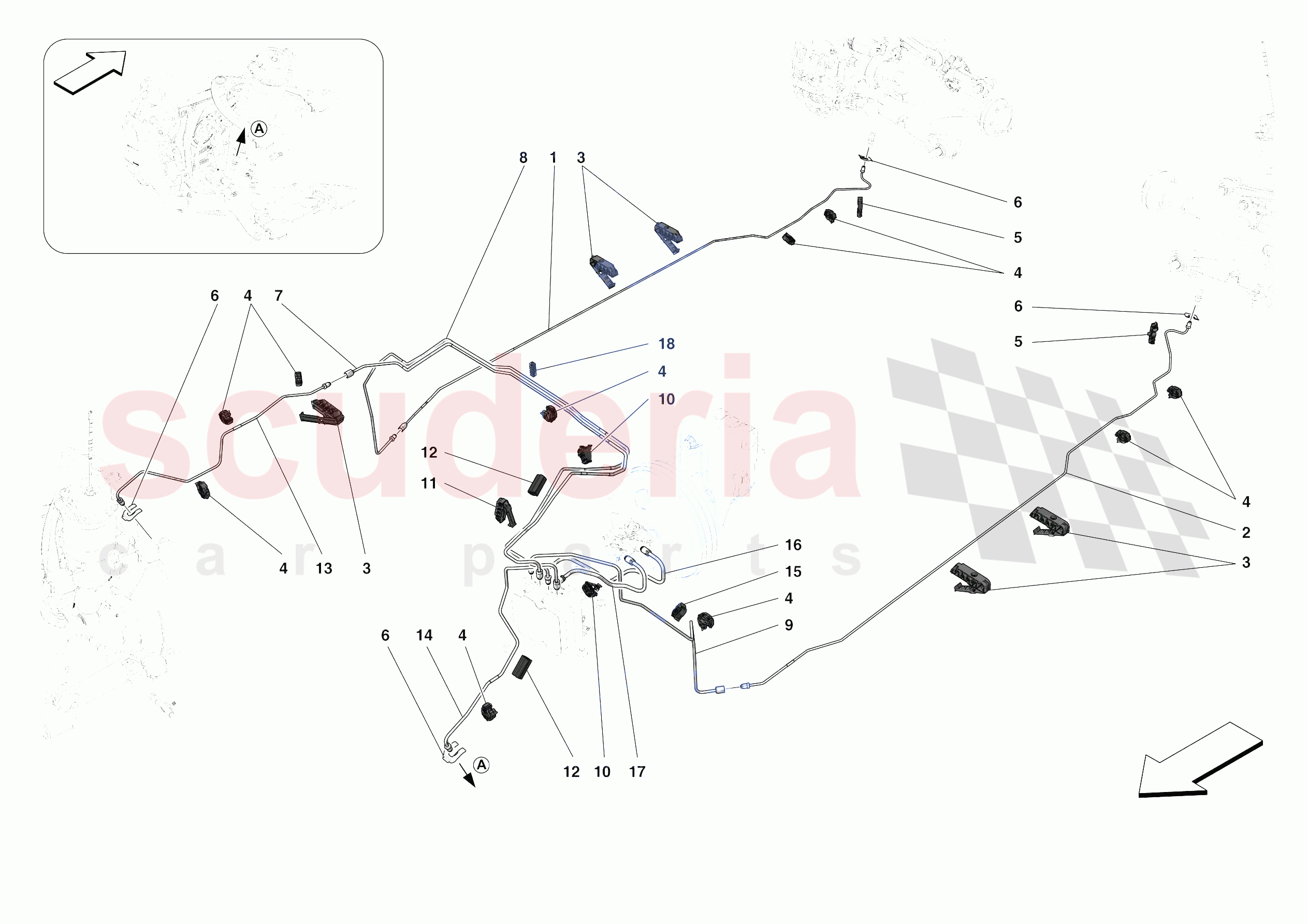 HYDRAULIC BRAKE CONTROL PIPES -NOT FOR RHD- of Ferrari Ferrari Monza SPA1 Europe