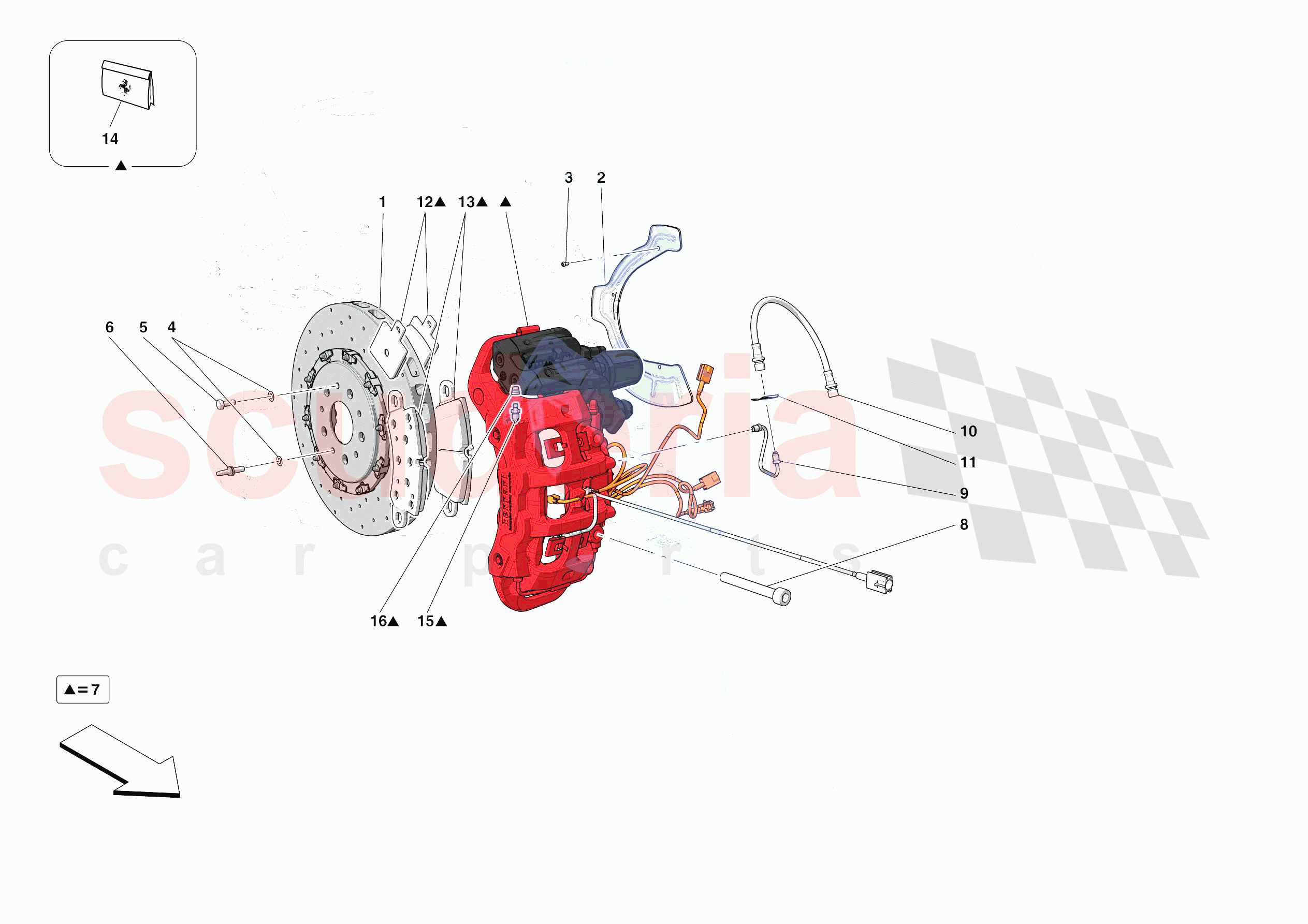 REAR SUSPENSION - CALLIPERS AND DISCS of Ferrari Ferrari Monza SPA1 Europe