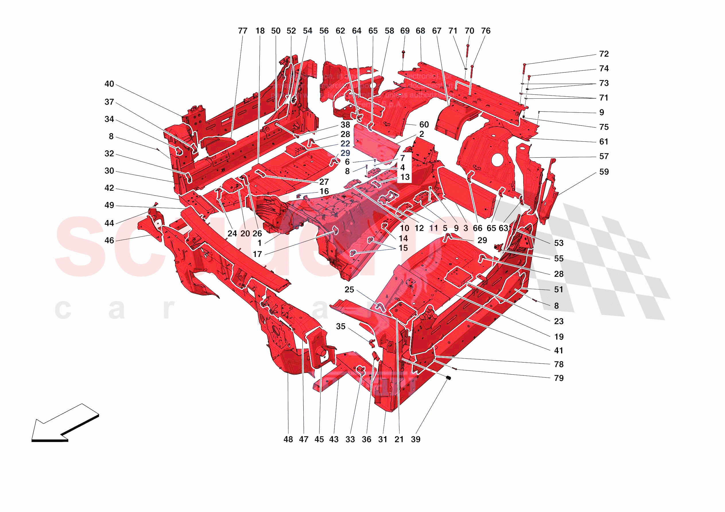 STRUCTURES AND ELEMENTS, CENTRE OF VEHICLE of Ferrari Ferrari Monza SPA1 Europe