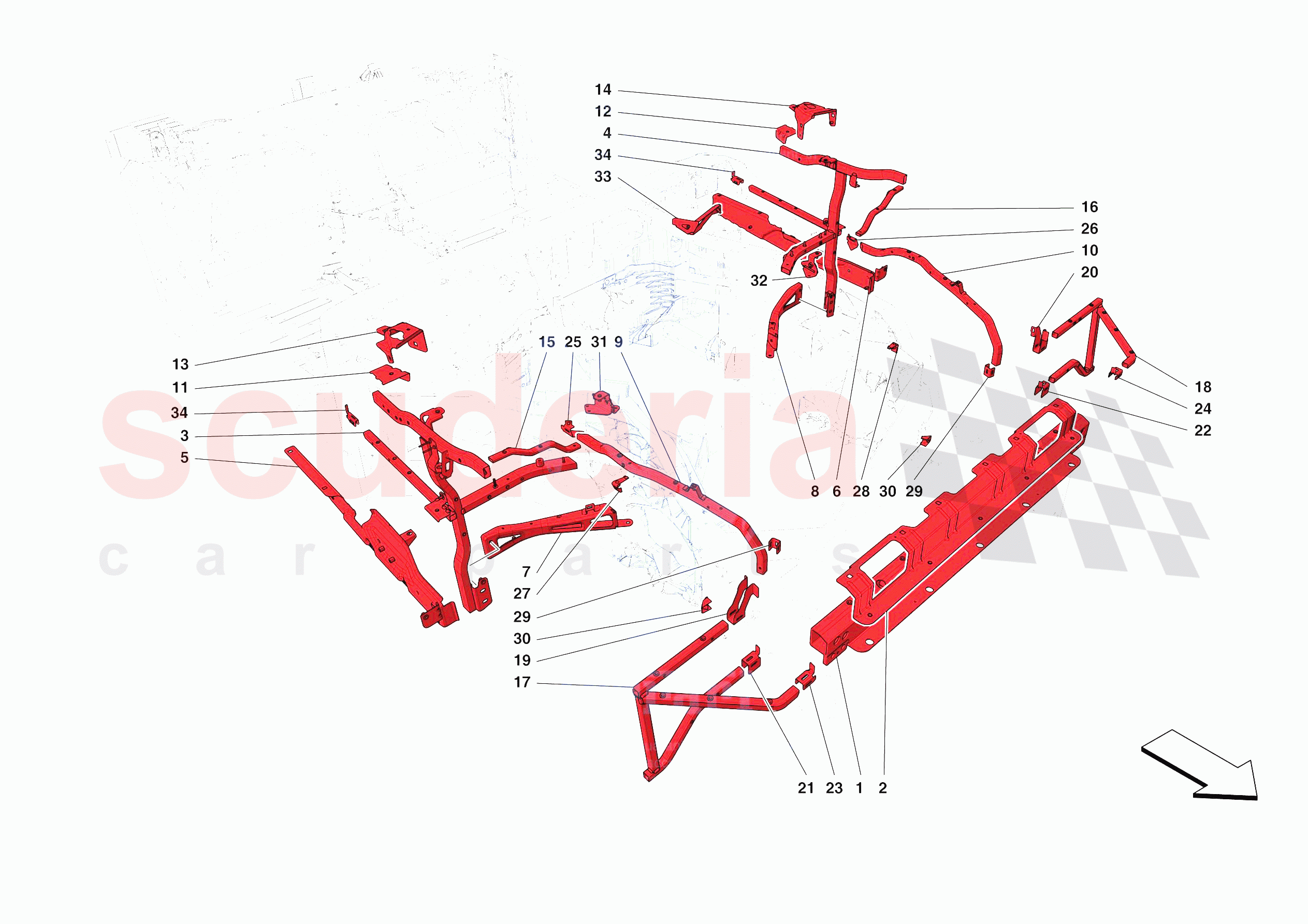 FRONT SUBSTRUCTURE of Ferrari Ferrari Monza SPA1 Europe
